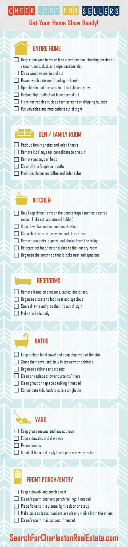 infographic check list to sellers to get their home ready for showings